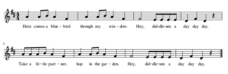 Here Comes a Bluebird musical notation